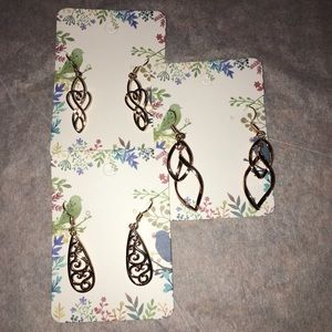 Earrings. Pink gold finish. 3 pair